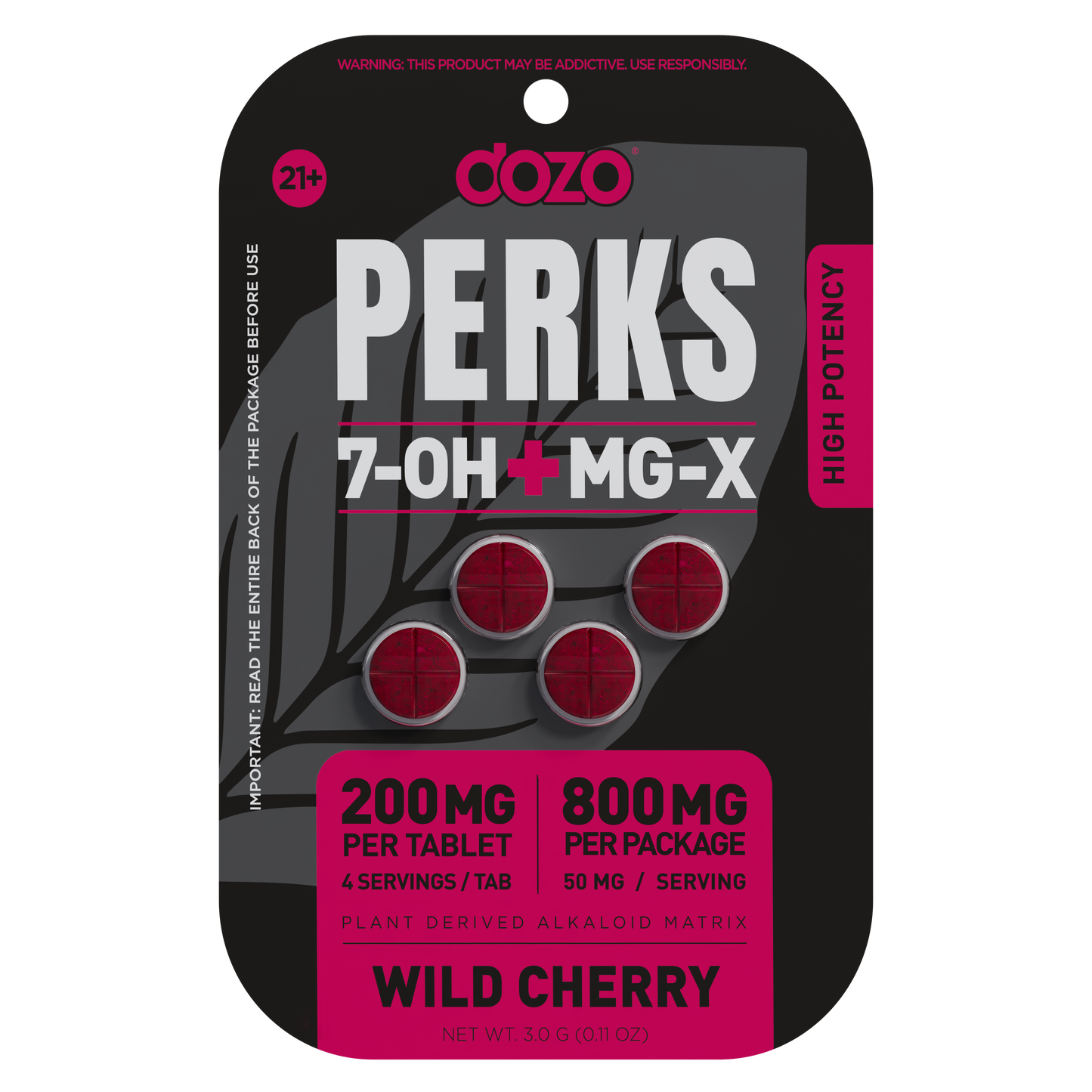 Dozo 7-Hydroxy + MG-X Perks Tablet 4ct 200mg (SINGLE)
