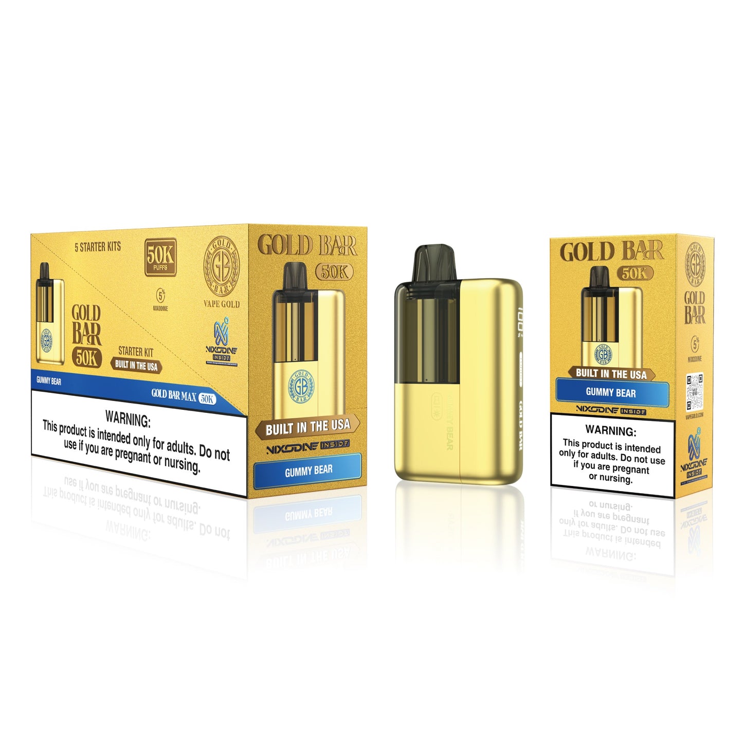 Gold Bar Max 50K Nixodine Disposable Kit (5/pack)