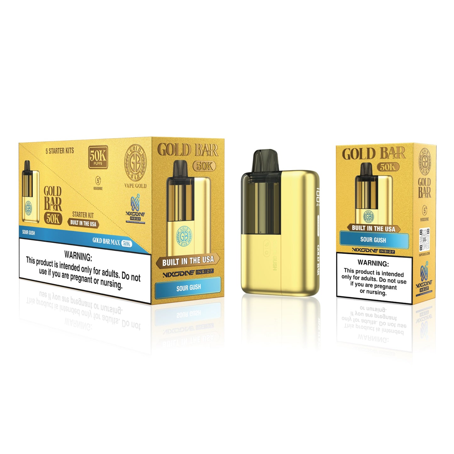 Gold Bar Max 50K Nixodine Disposable Kit (5/pack)