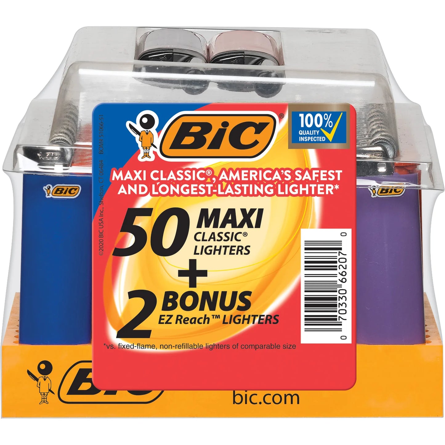 BIC Maxi Classic Lighter + 2 Bonus EZ Reach Lighters (50/pack)