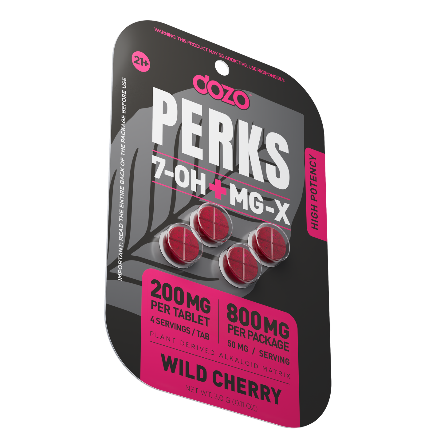 Dozo 7-Hydroxy + MG-X Perks Tablet 4ct 200mg (SINGLE)
