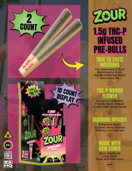 Zour Stash $8.99 THC-P Infused Pre Roll 1.25g 2ct (SINGLE)