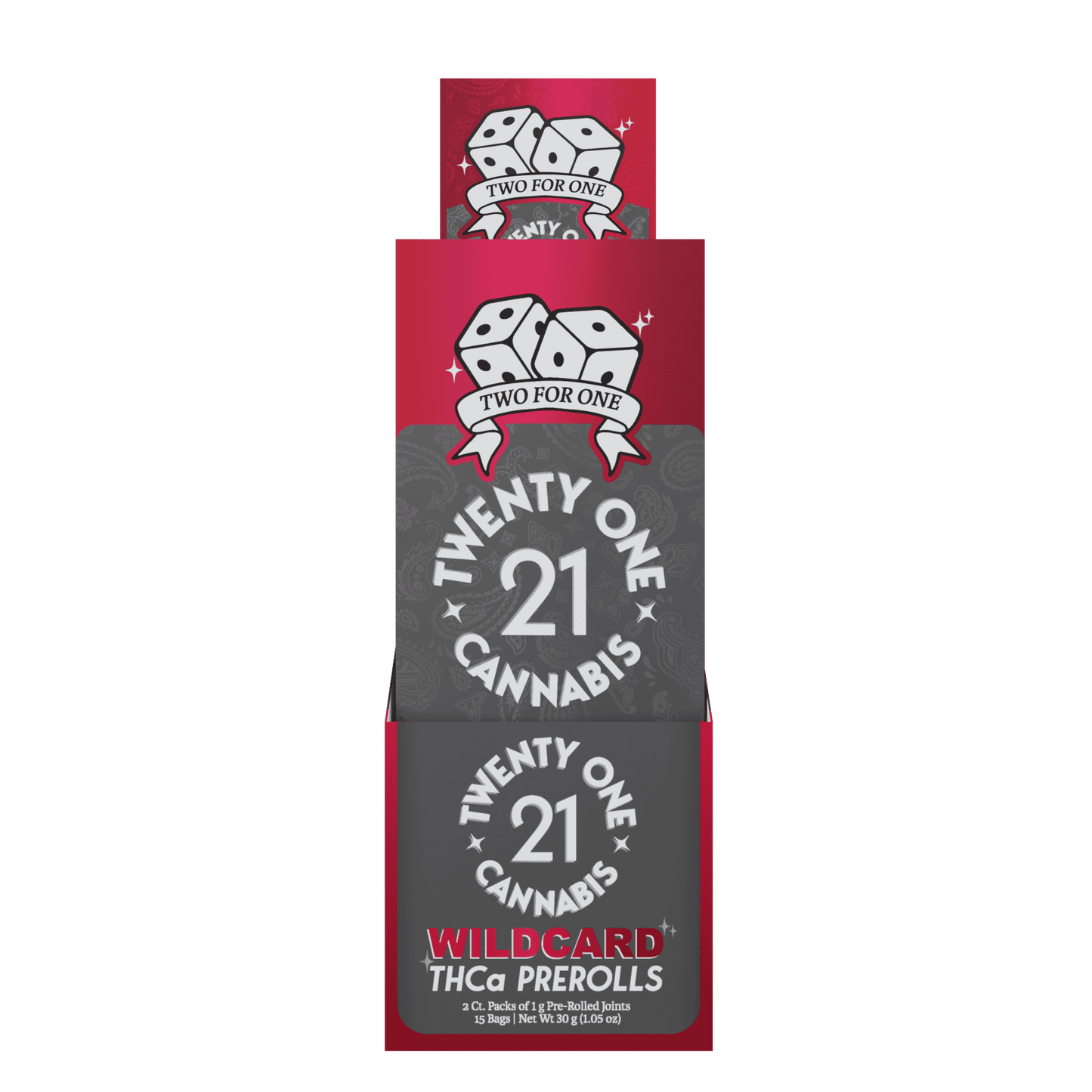 Twenty One THC-A Pre Roll 1g 2ct (15/pack) [DROPSHIP]