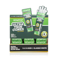 Hemper Ultra Thin Pre-Rolled Cones French Unbleached Paper 1 1/4 Size 6ct (24/pack)