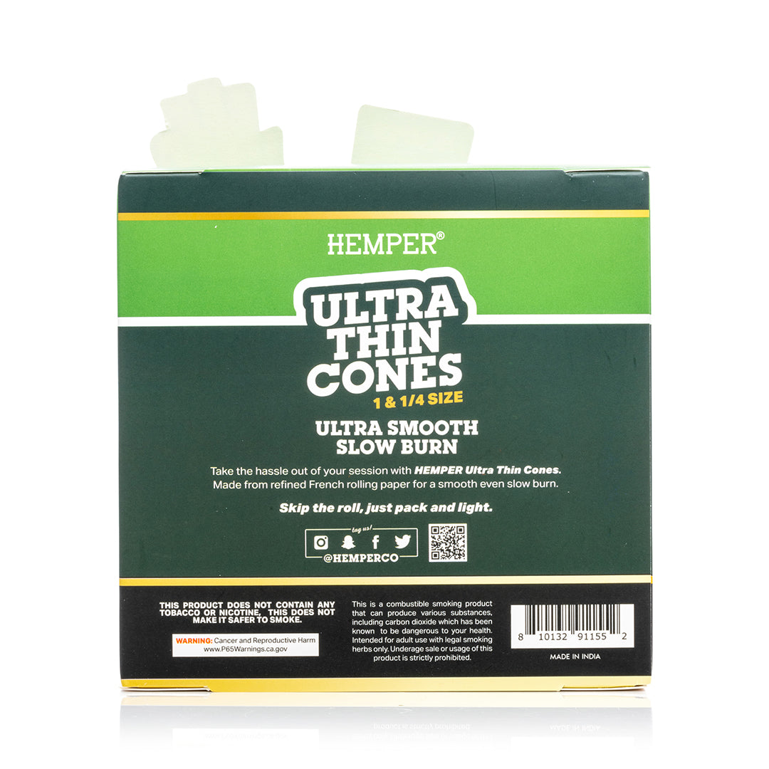 Hemper Ultra Thin Pre-Rolled Cones French Unbleached Paper 1 1/4 Size 6ct (24/pack)