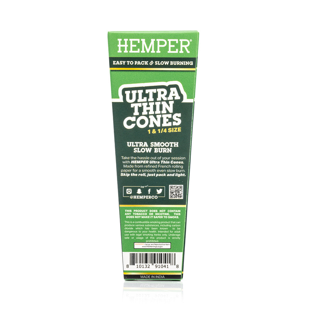 Hemper Ultra Thin Pre-Rolled Cones French Unbleached Paper 1 1/4 Size 6ct (24/pack)