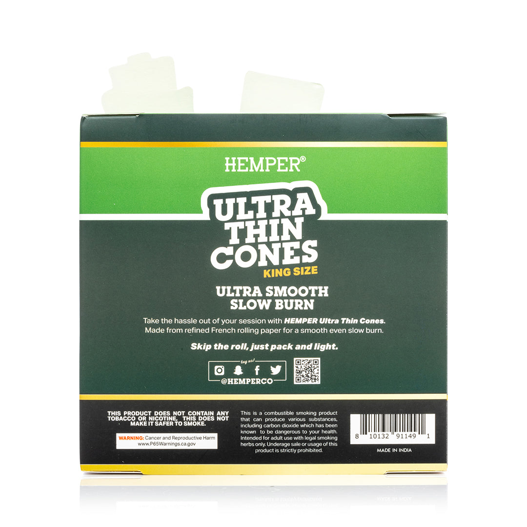 Hemper Ultra Thin Pre-Rolled Cones French Unbleached Paper King Size 3ct (24/pack)