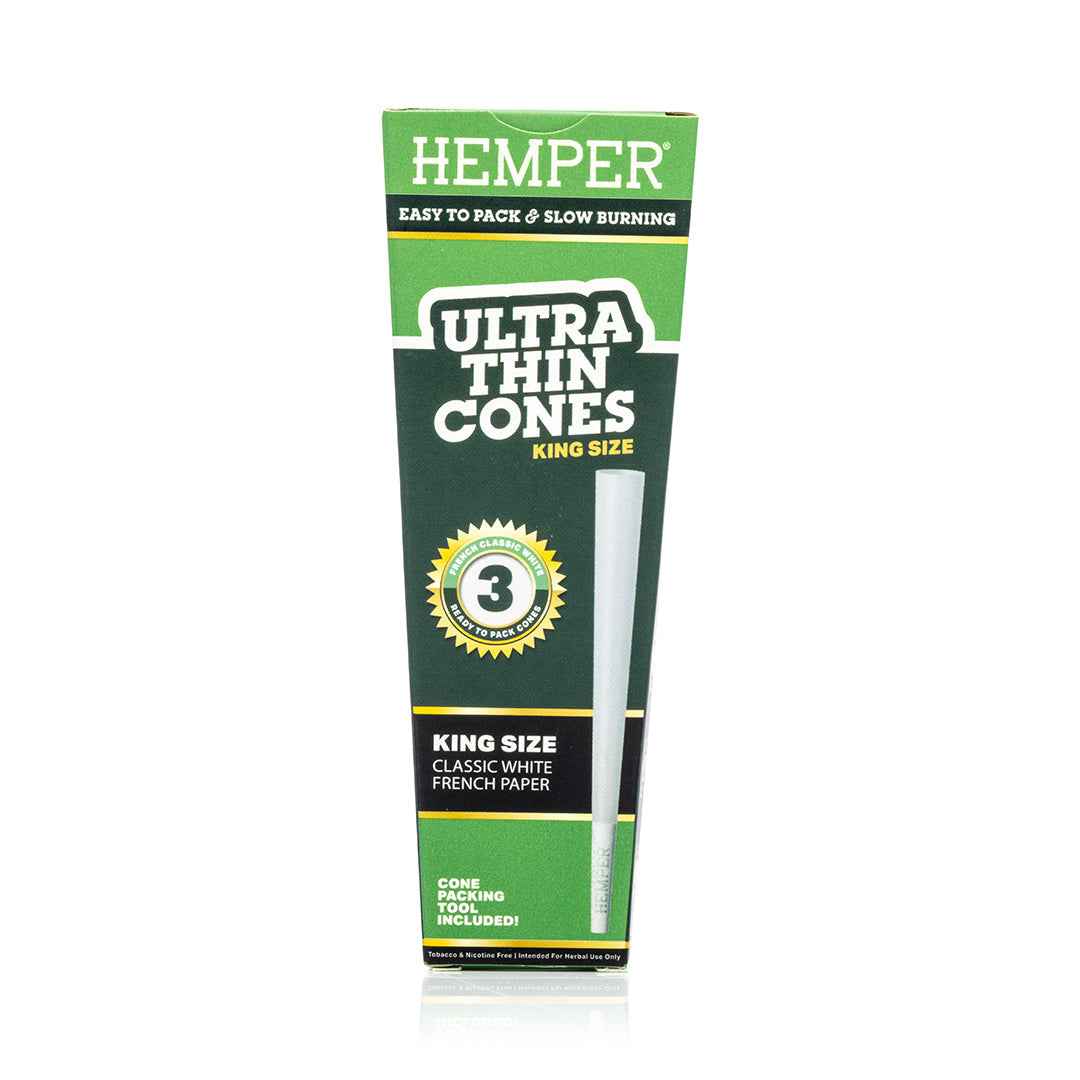 Hemper Ultra Thin Pre-Rolled Cones French Unbleached Paper King Size 3ct (24/pack)