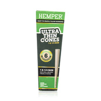 Hemper Ultra Thin Pre-Rolled Cones French Unbleached Paper 1 1/4 Size 6ct (24/pack)