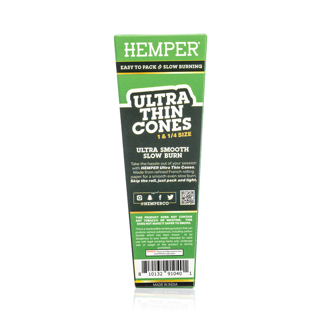 Hemper Ultra Thin Pre-Rolled Cones French Unbleached Paper 1 1/4 Size 6ct (24/pack)