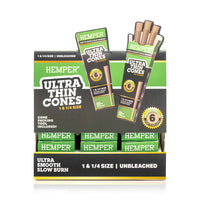 Hemper Ultra Thin Pre-Rolled Cones French Unbleached Paper 1 1/4 Size 6ct (24/pack)