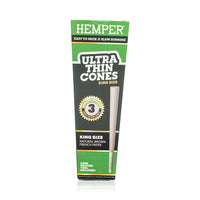 Hemper Ultra Thin Pre-Rolled Cones French Unbleached Paper King Size 3ct (24/pack)