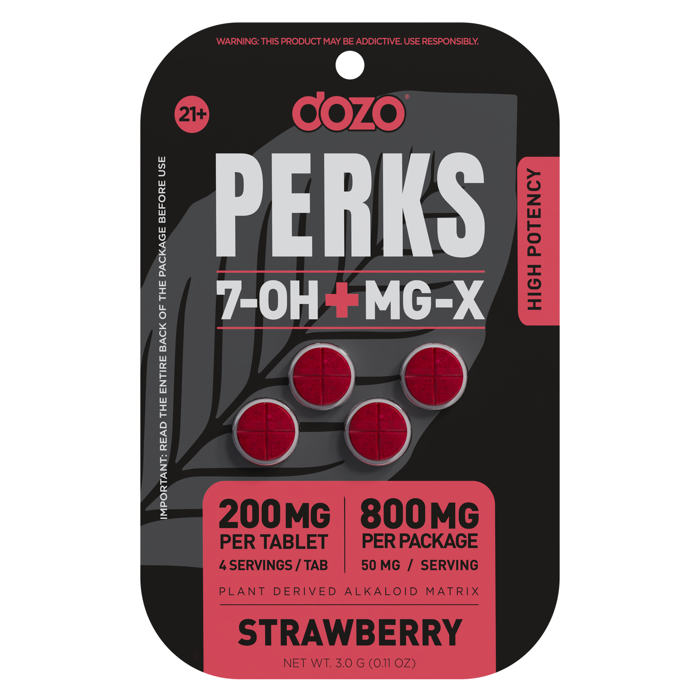 Dozo 7-Hydroxy + MG-X Perks Tablet 4ct 200mg (SINGLE)