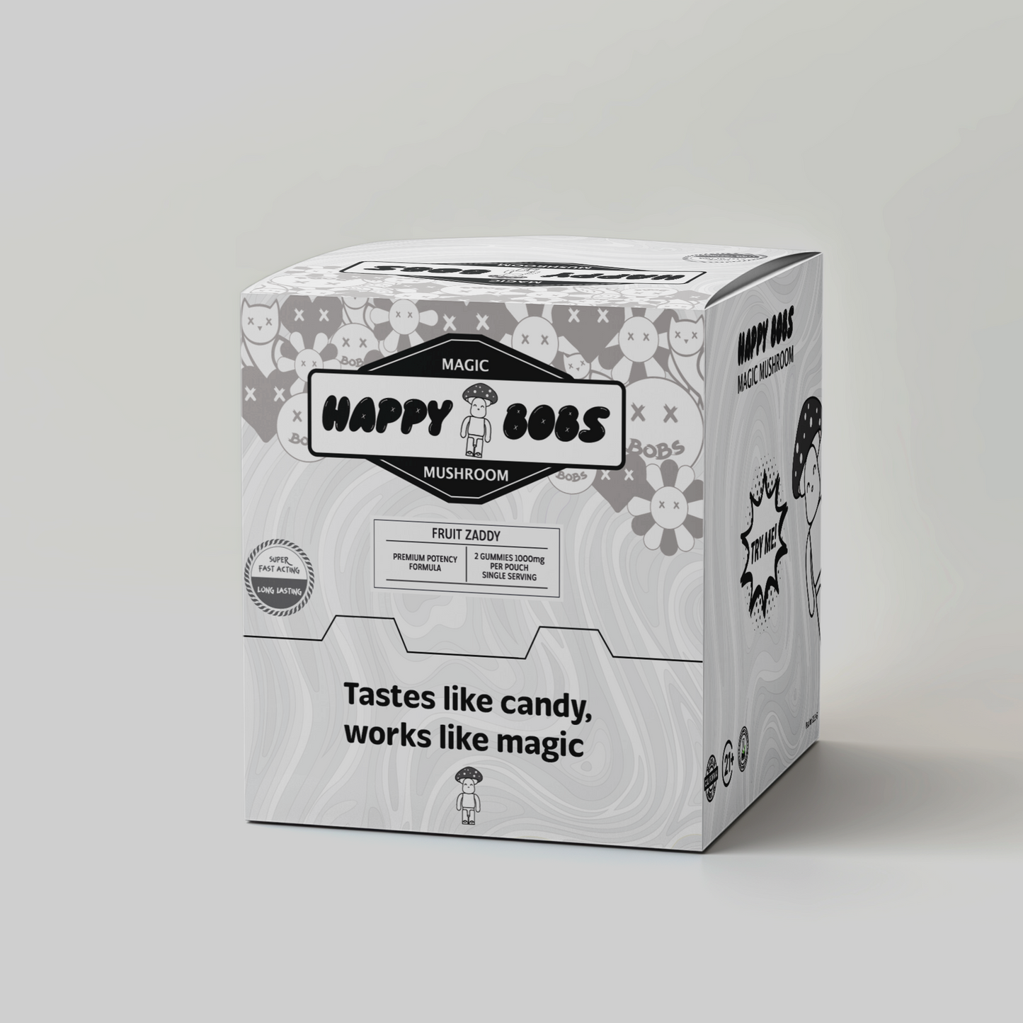 Happy Bobs Magic Mushroom Microdose Gummies 1000mg 2ct (30/Pack) [DROPSHIP]