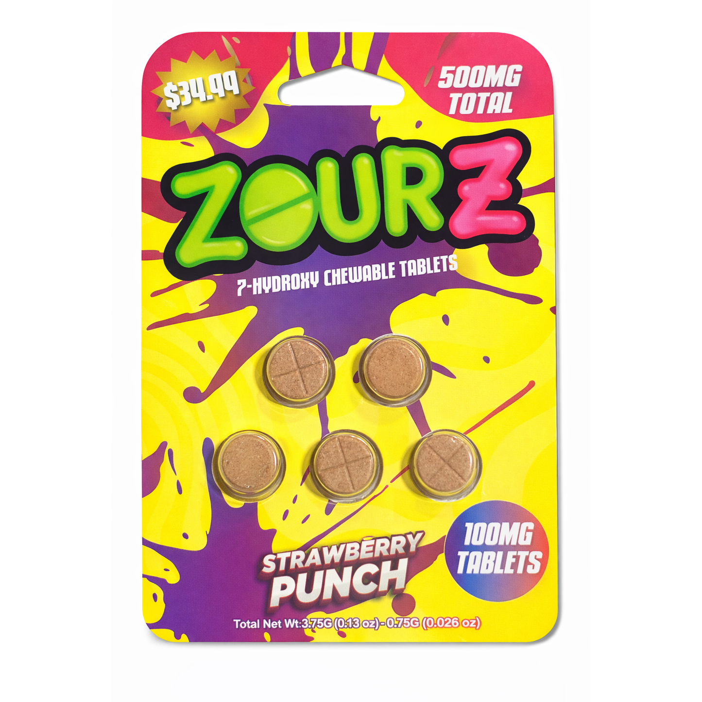 Zour Stash $34.99 Pre Priced 7Hydroxy Tablets 100mg 5ct (SINGLE)