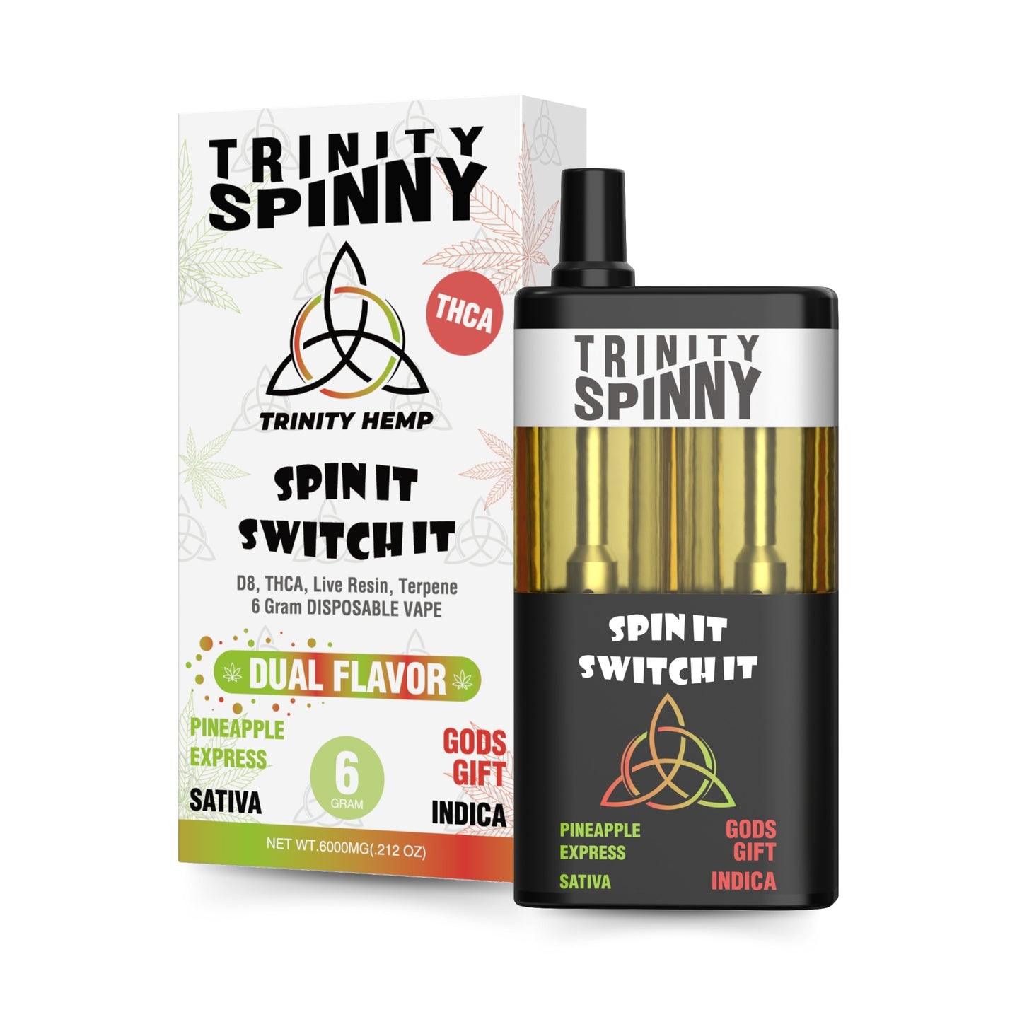Trinity Hemp Spinny THC-A Dual Flavor Disposable 6g (5/Pack) [DROPSHIP]