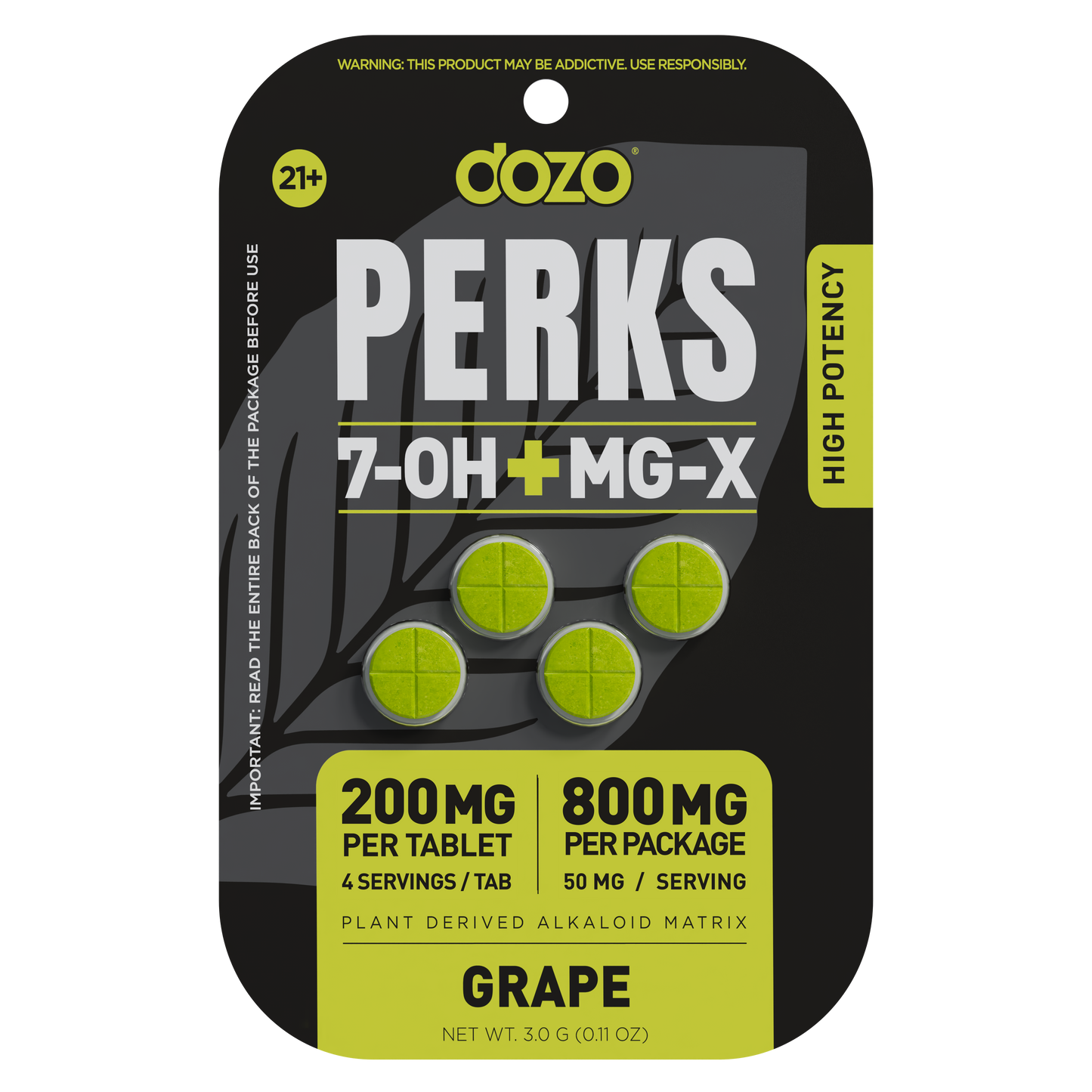 Dozo 7-Hydroxy + MG-X Perks Tablet 4ct 200mg (SINGLE)