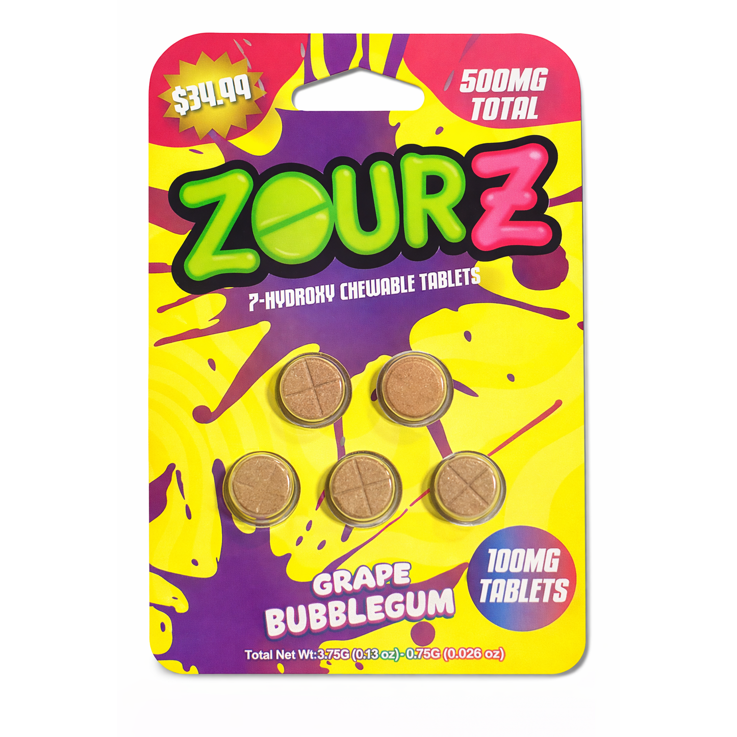 Zour Stash $34.99 Pre Priced 7Hydroxy Tablets 100mg 5ct (SINGLE)