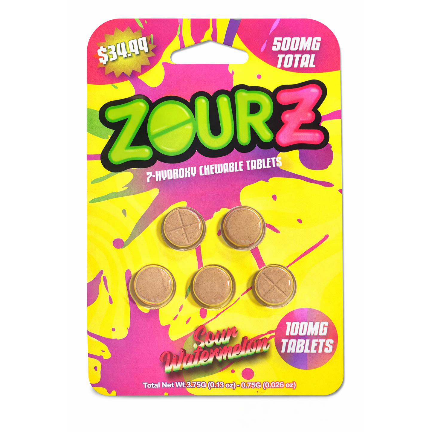 Zour Stash $34.99 Pre Priced 7Hydroxy Tablets 100mg 5ct (SINGLE)