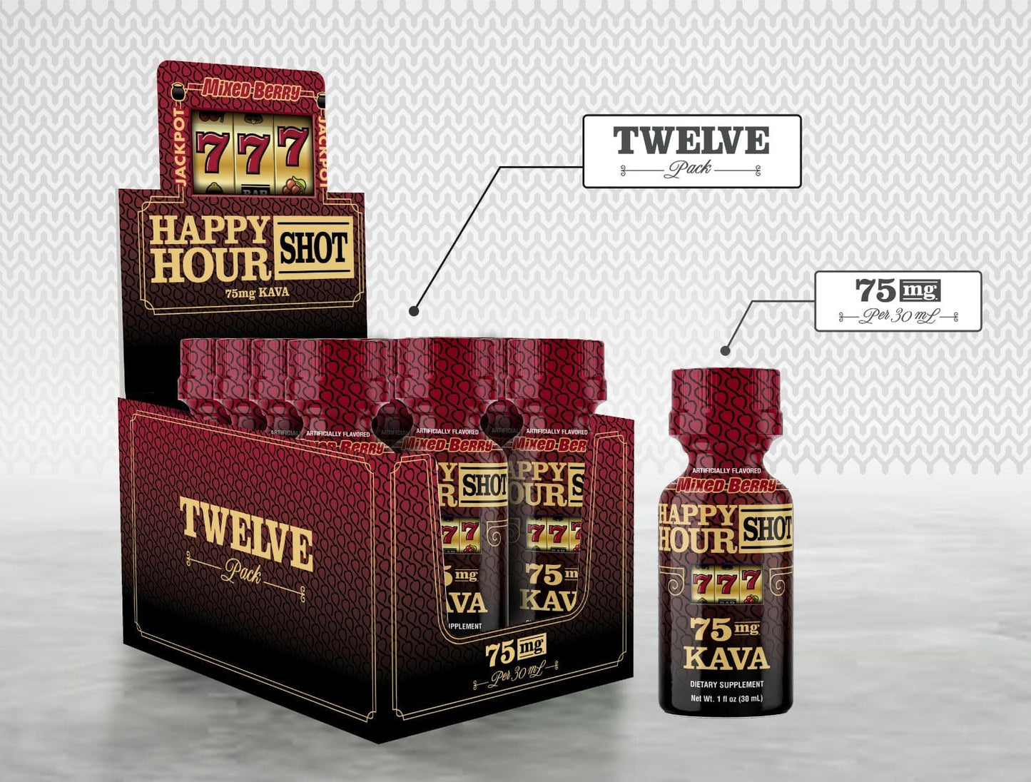 777 7Hydroxy Happy Hour Shot 75mg (12/pack) [DROPSHIP]
