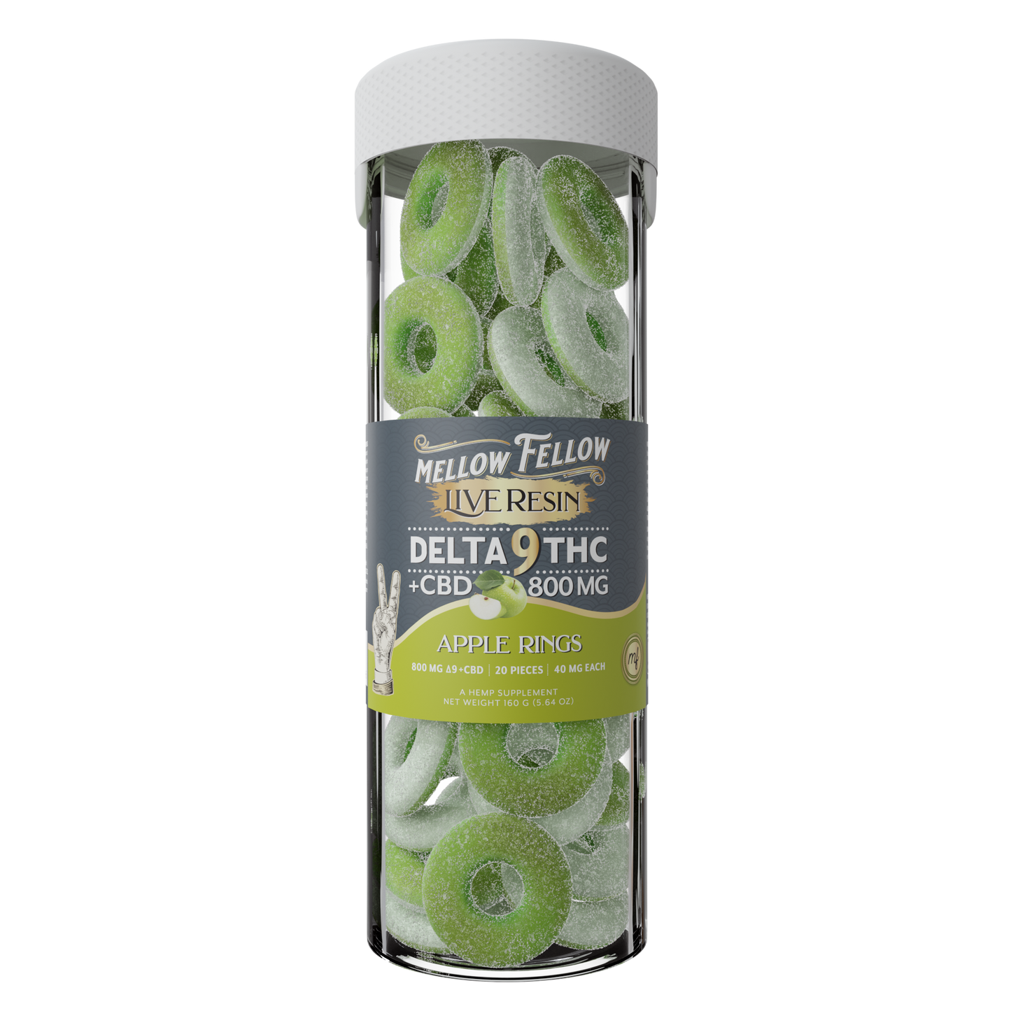 Mellow Fellow D9 Live Resin Edible Rings Jar 800mg (6/pack) [DROPSHIP]