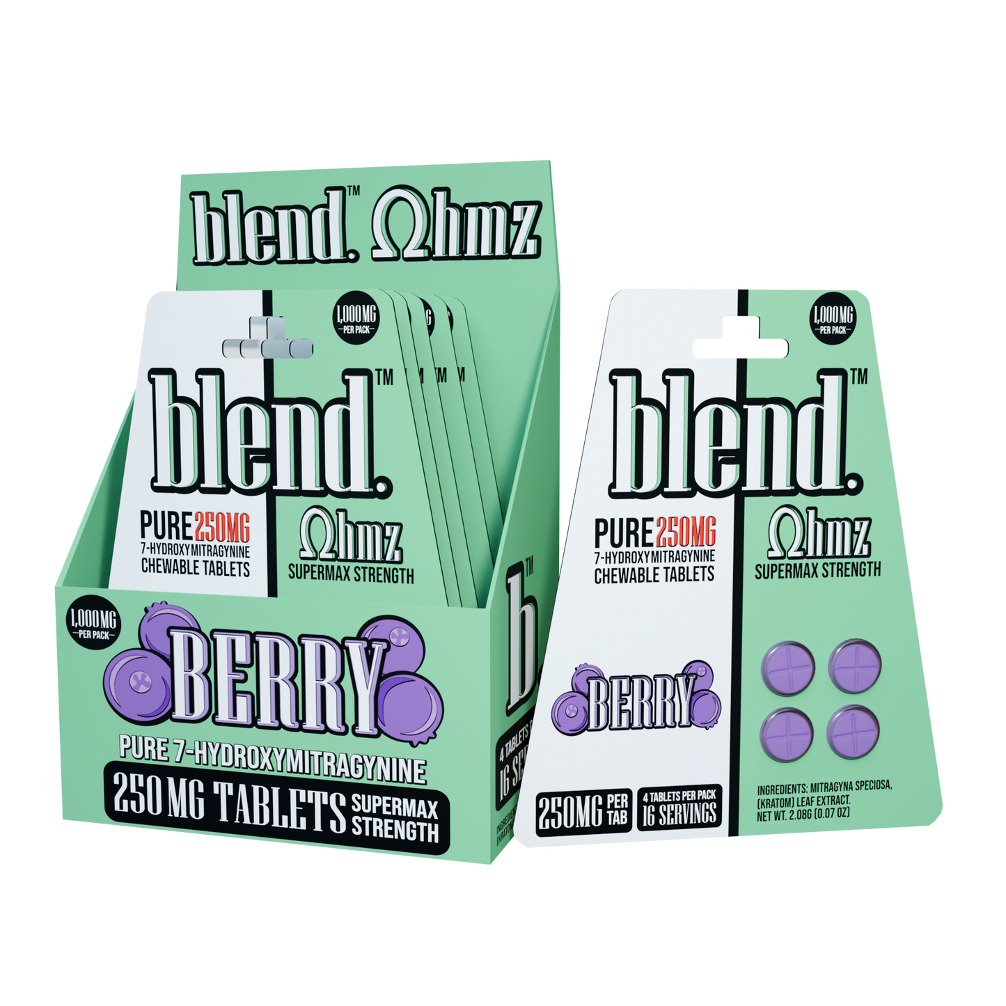 Blend. Pure 7-Hydroxy Chewable Tablets 250mg 4ct (5/pack) [DROPSHIP]