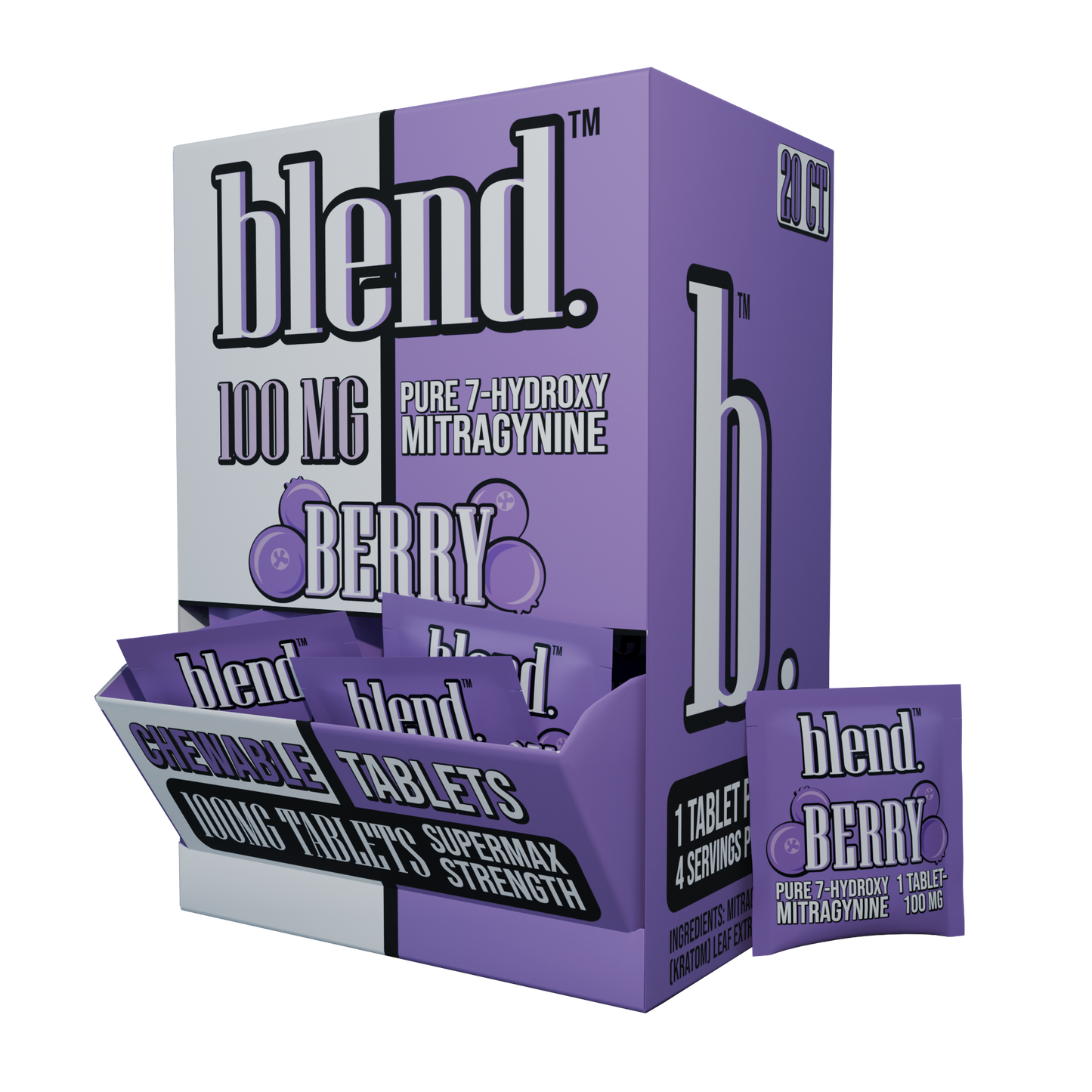 Blend. Pure 7-Hydroxy Chewable Tablets 100mg (20/pack) [DROPSHIP]