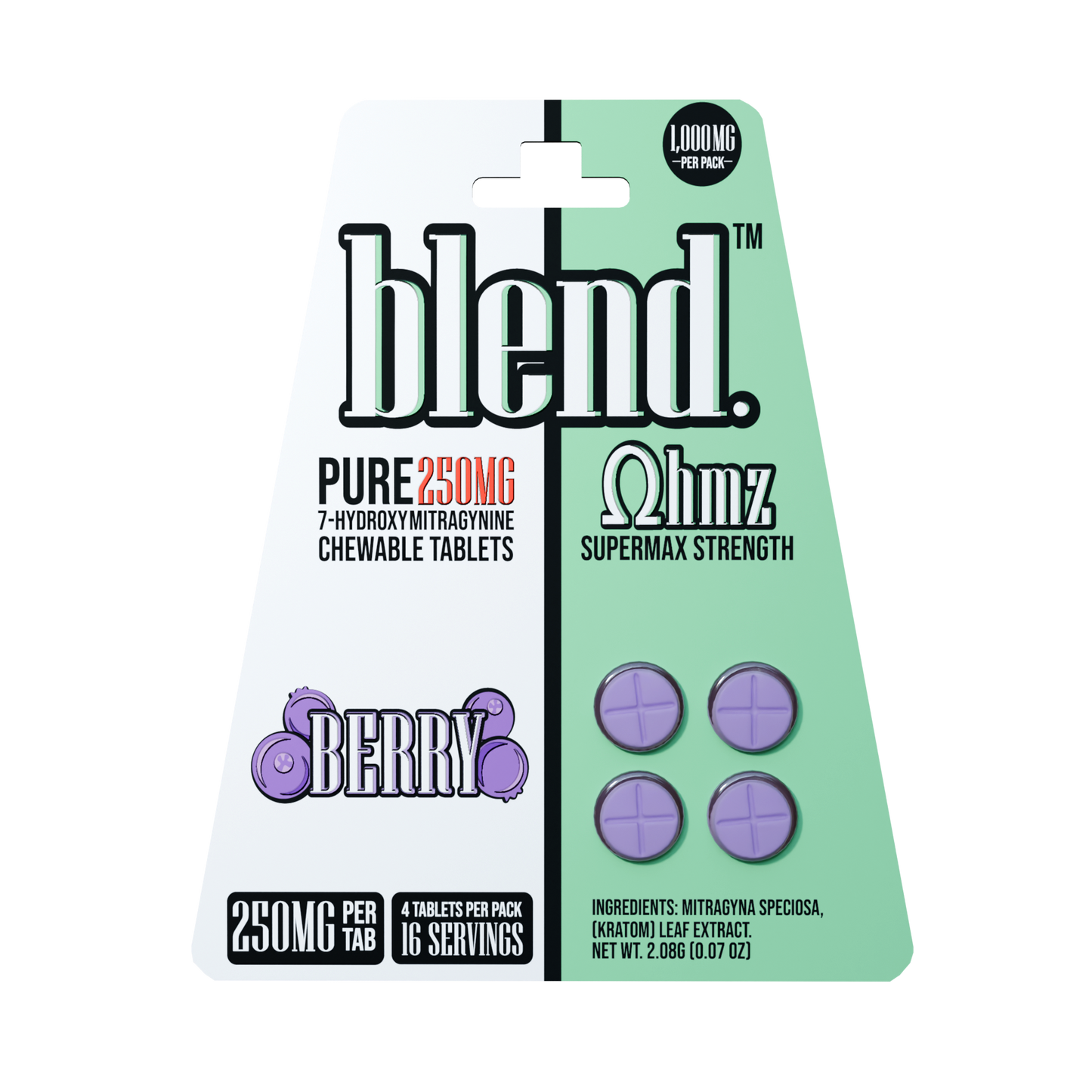 Blend. Pure 7-Hydroxy Chewable Tablets 250mg 4ct (5/pack) [DROPSHIP]