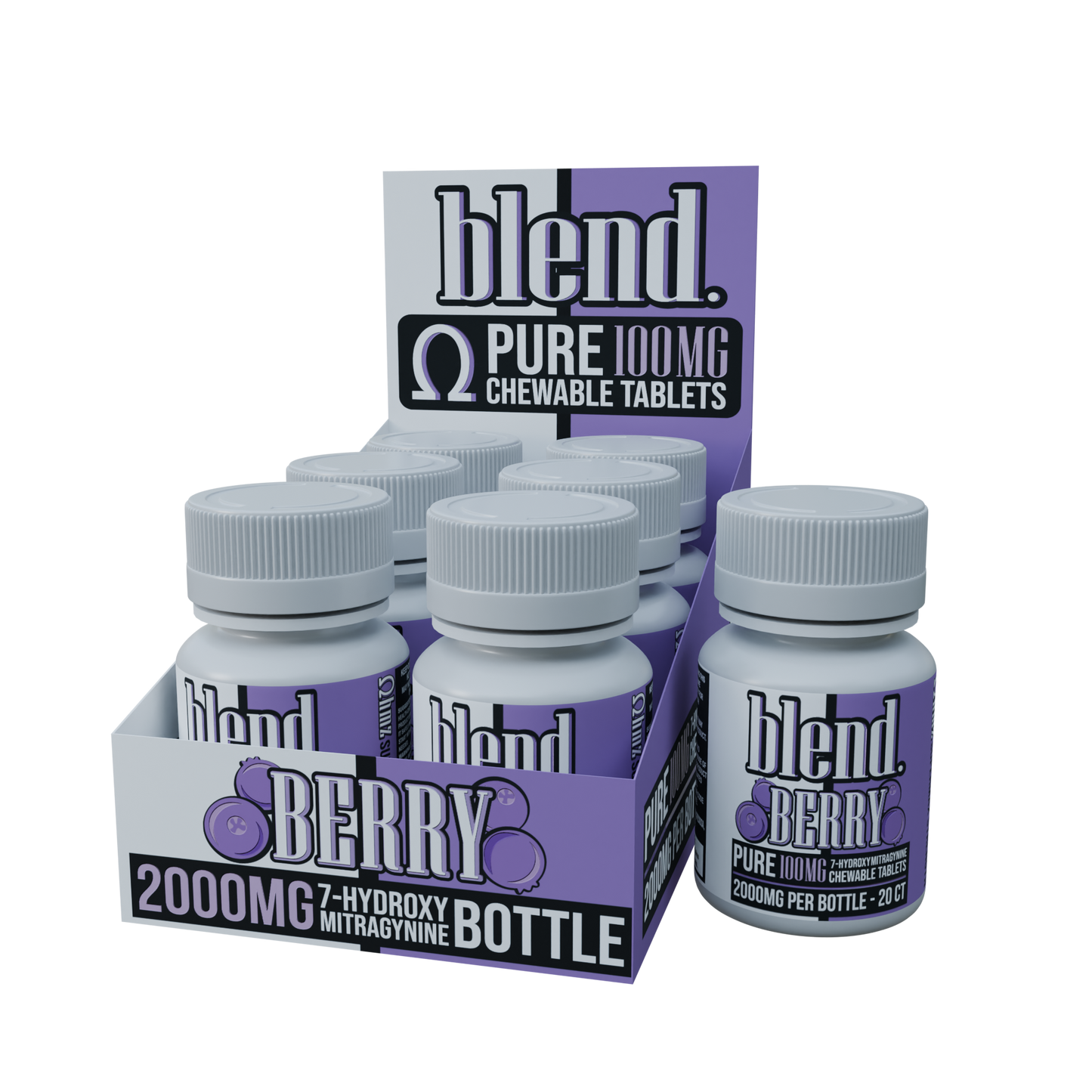 Blend. Pure 7-Hydroxy Chewable Tablets 100mg 20ct (6/pack) [DROPSHIP]
