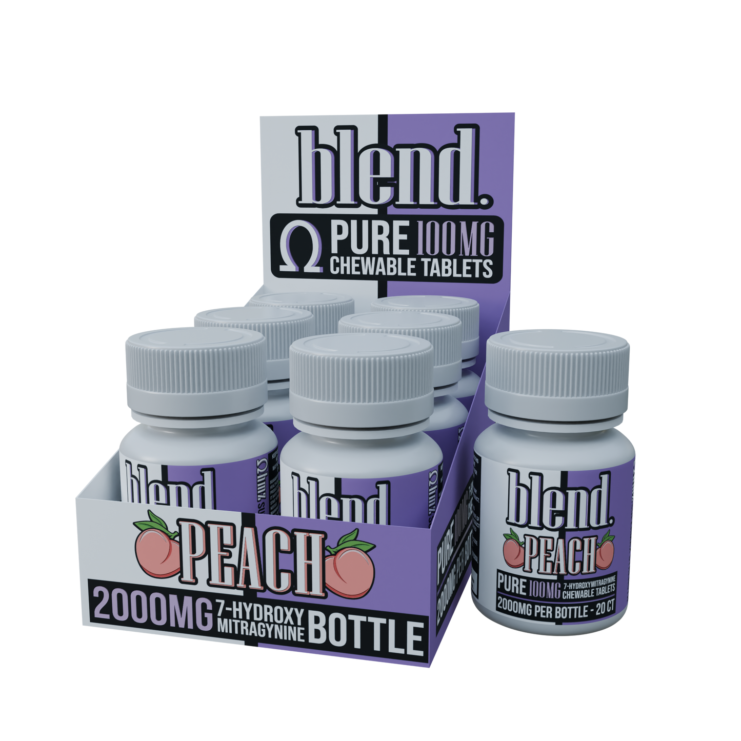 Blend. Pure 7-Hydroxy Chewable Tablets 100mg 20ct (6/pack) [DROPSHIP]