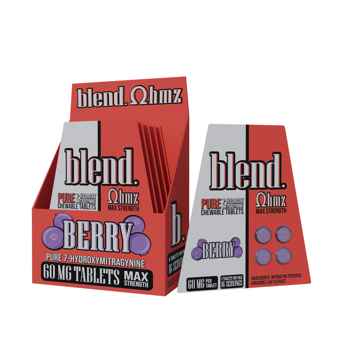 Blend. Pseudoindoxyl & 7-Hydroxymitragynine Chewable Tablets 60mg 4ct (5/pack) [DROPSHIP]