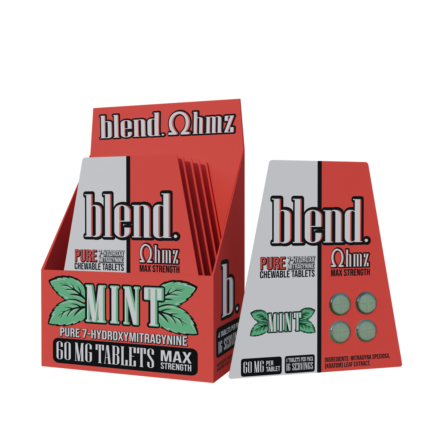 Blend. Pseudoindoxyl & 7-Hydroxymitragynine Chewable Tablets 60mg 4ct (5/pack) [DROPSHIP]