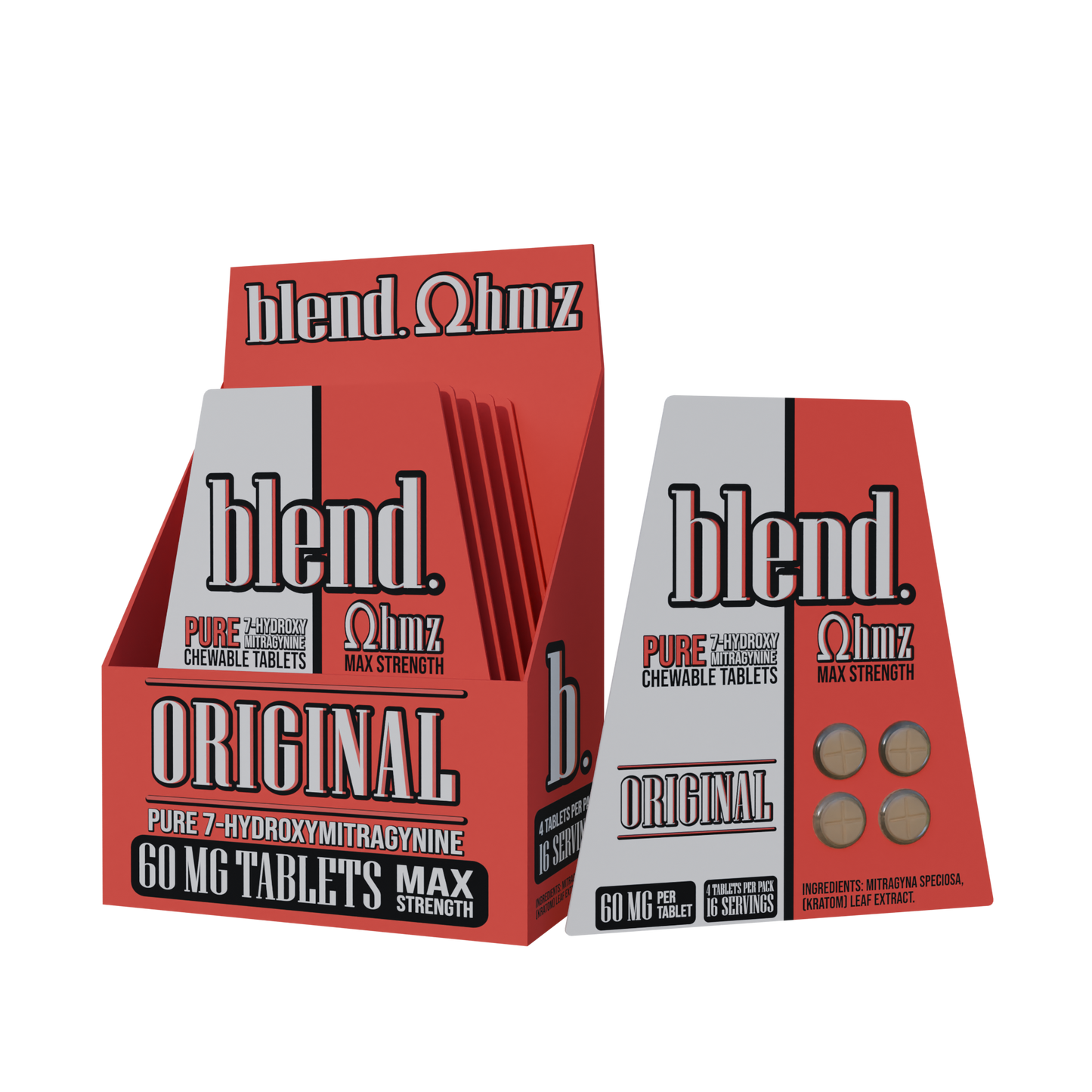 Blend. Pseudoindoxyl & 7-Hydroxymitragynine Chewable Tablets 60mg 4ct (5/pack) [DROPSHIP]