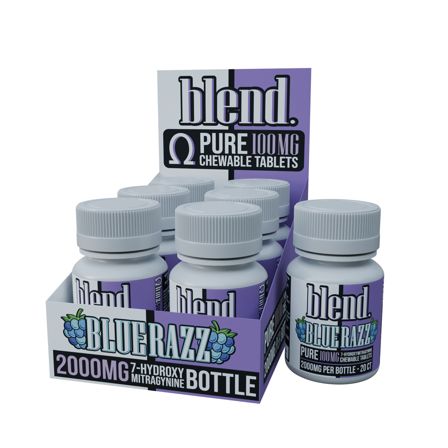 Blend. Pure 7-Hydroxy Chewable Tablets 100mg 20ct (6/pack) [DROPSHIP]