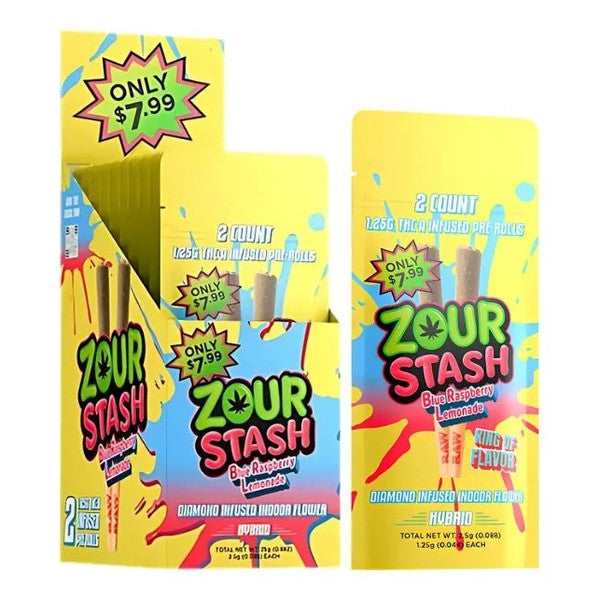 Zour Stash $7.99 THC-A Infused Pre Roll 1.25g 2ct (SINGLE)