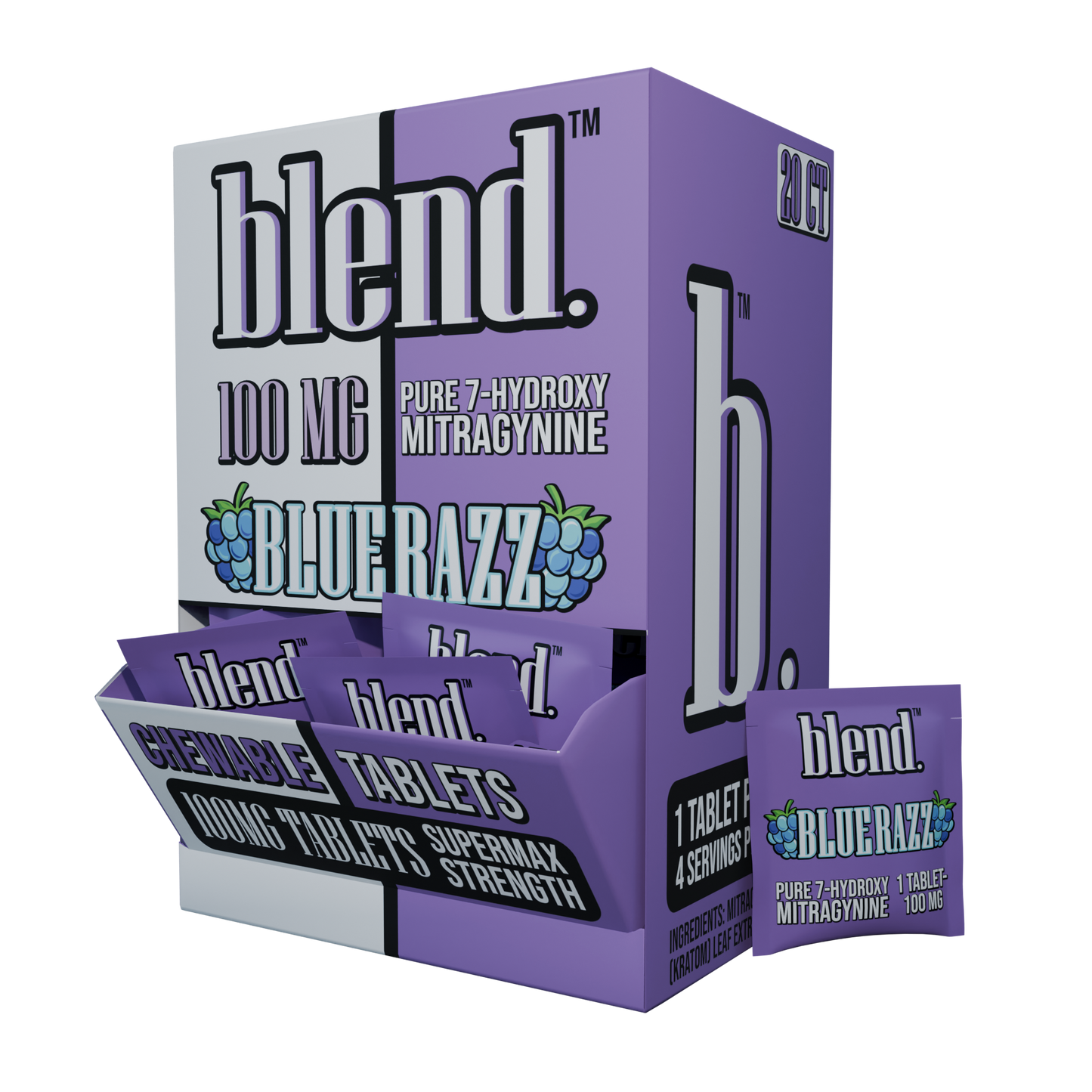 Blend. Pure 7-Hydroxy Chewable Tablets 100mg (20/pack) [DROPSHIP]