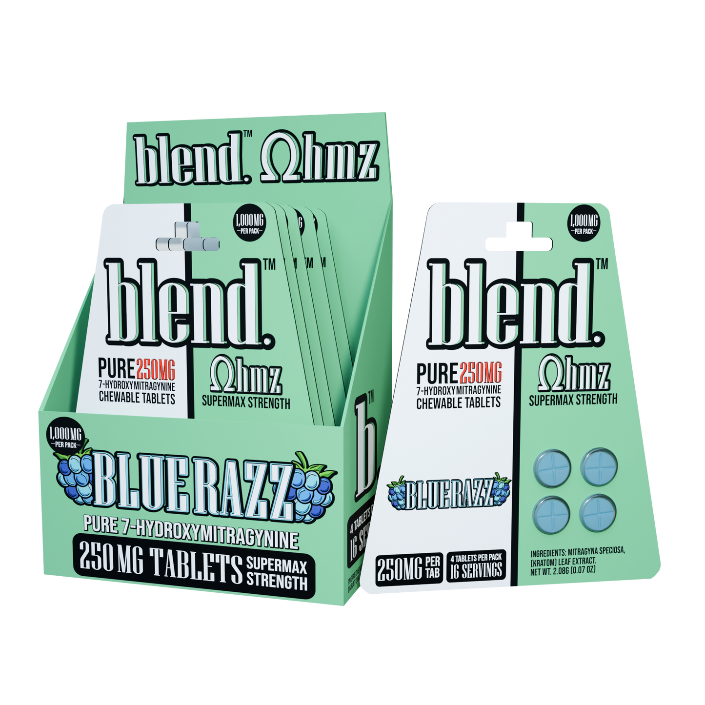 Blend. Pure 7-Hydroxy Chewable Tablets 250mg 4ct (5/pack) [DROPSHIP]