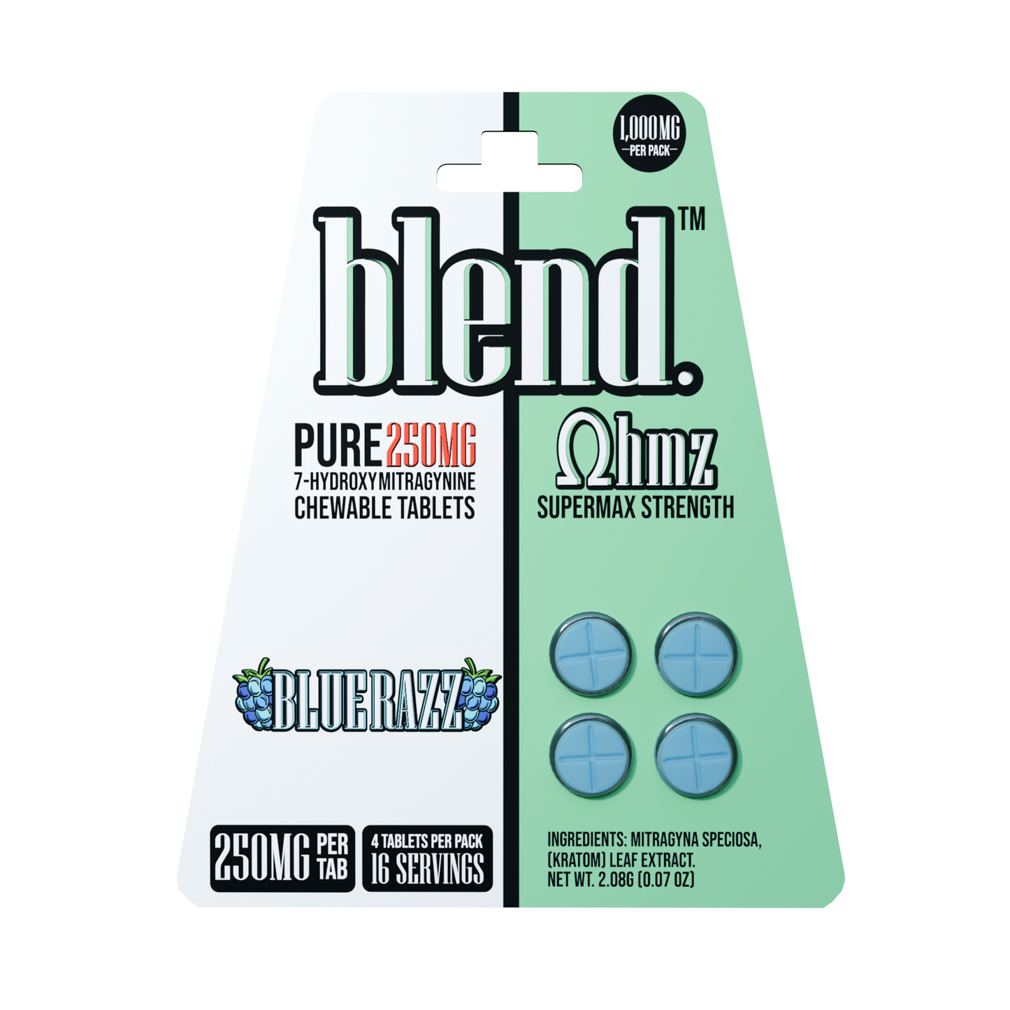 Blend. Pure 7-Hydroxy Chewable Tablets 250mg 4ct (5/pack) [DROPSHIP]