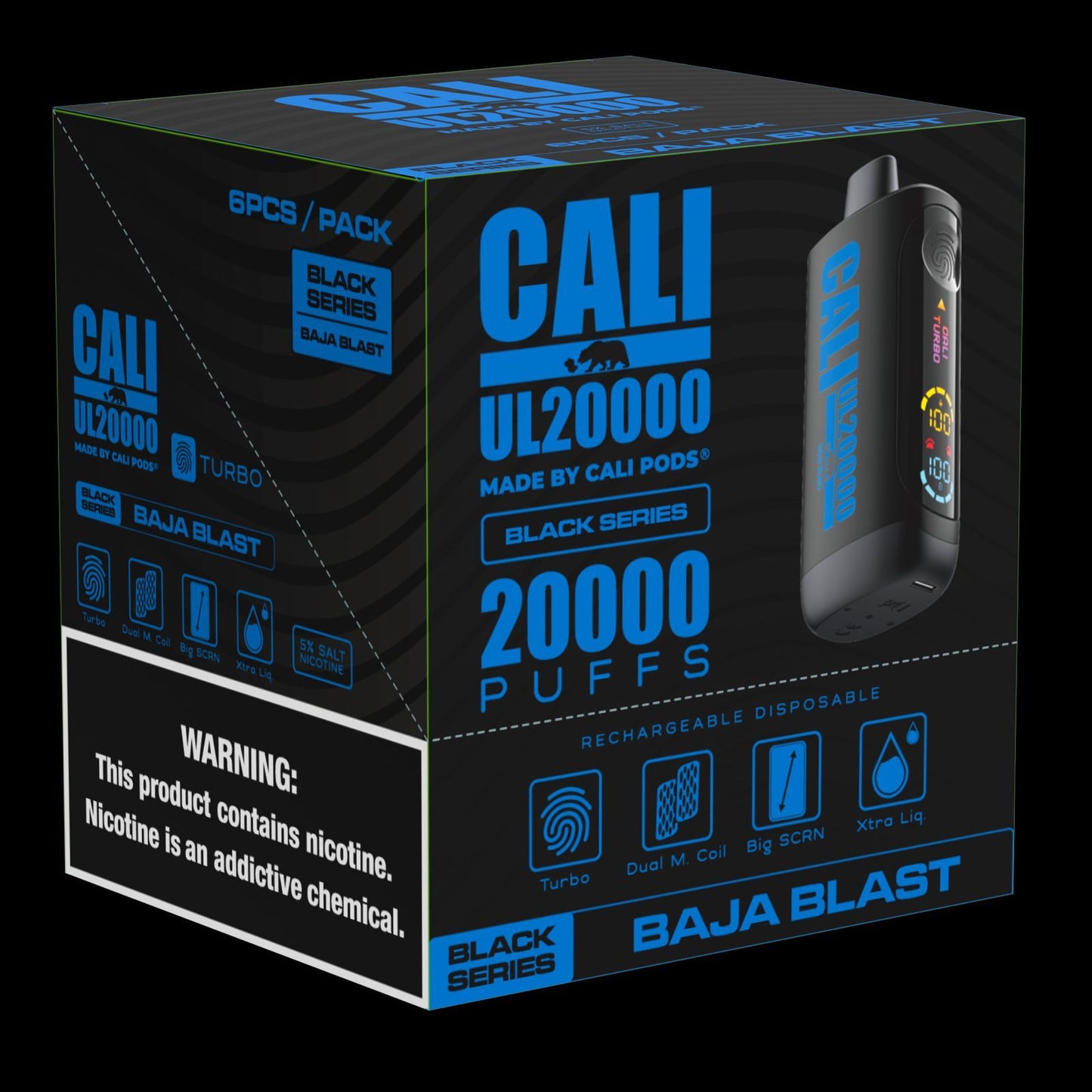 Cali UL20000 Black Series Disposable 20mL (6/pack) [DROPSHIP]