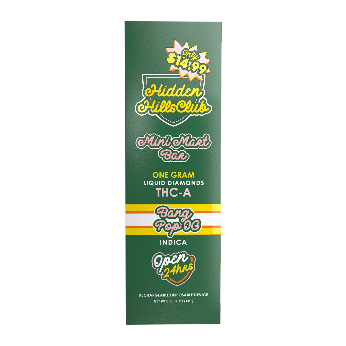 Hidden Hills $14.99 Pre Priced Mini Mart Bar THC-A Disposable 1g (5/pack)