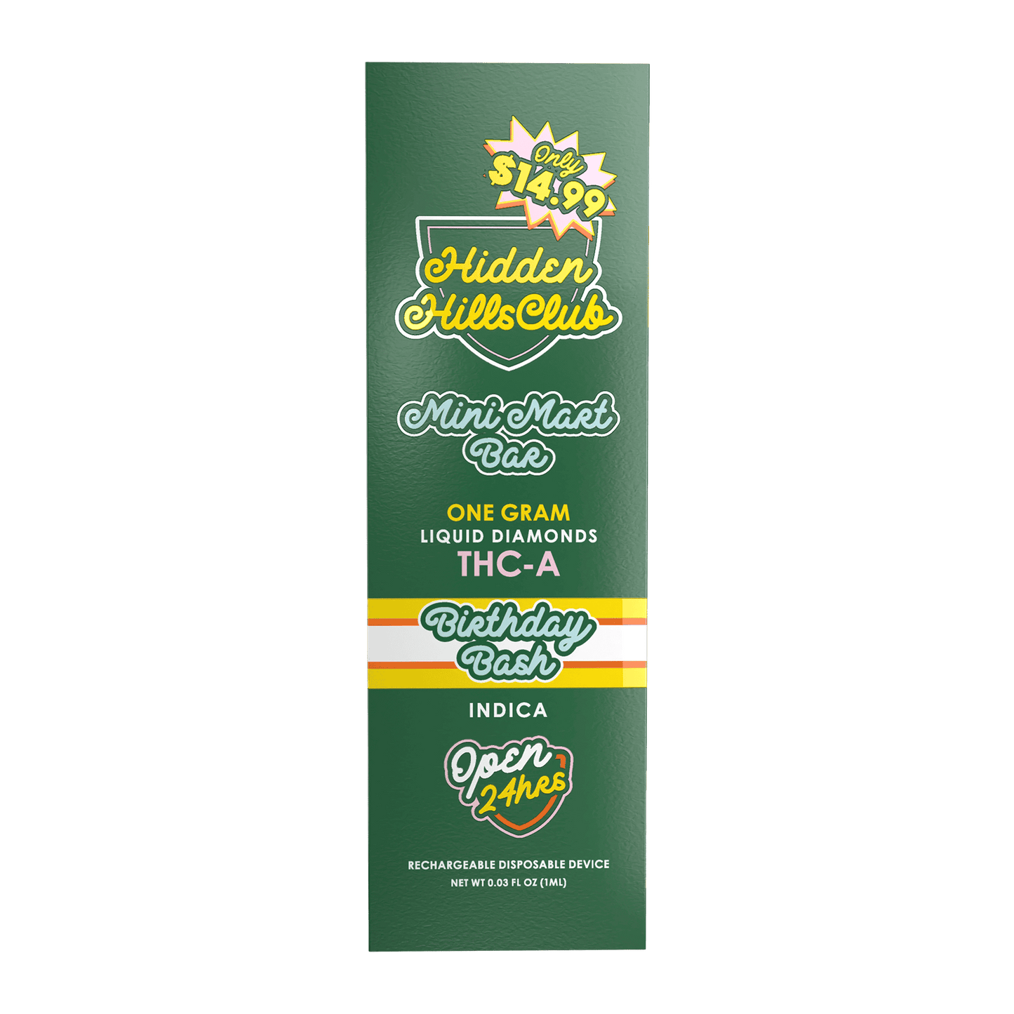 Hidden Hills $14.99 Pre Priced Mini Mart Bar THC-A Disposable 1g (5/pack)