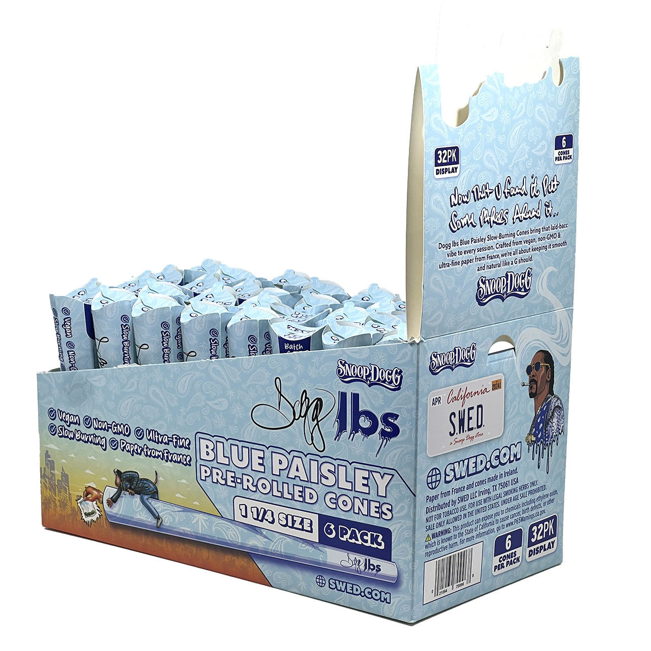 Dogg Lbs Blue Paisley Pre-Rolled Cones 1¼ 6ct (32/pack)