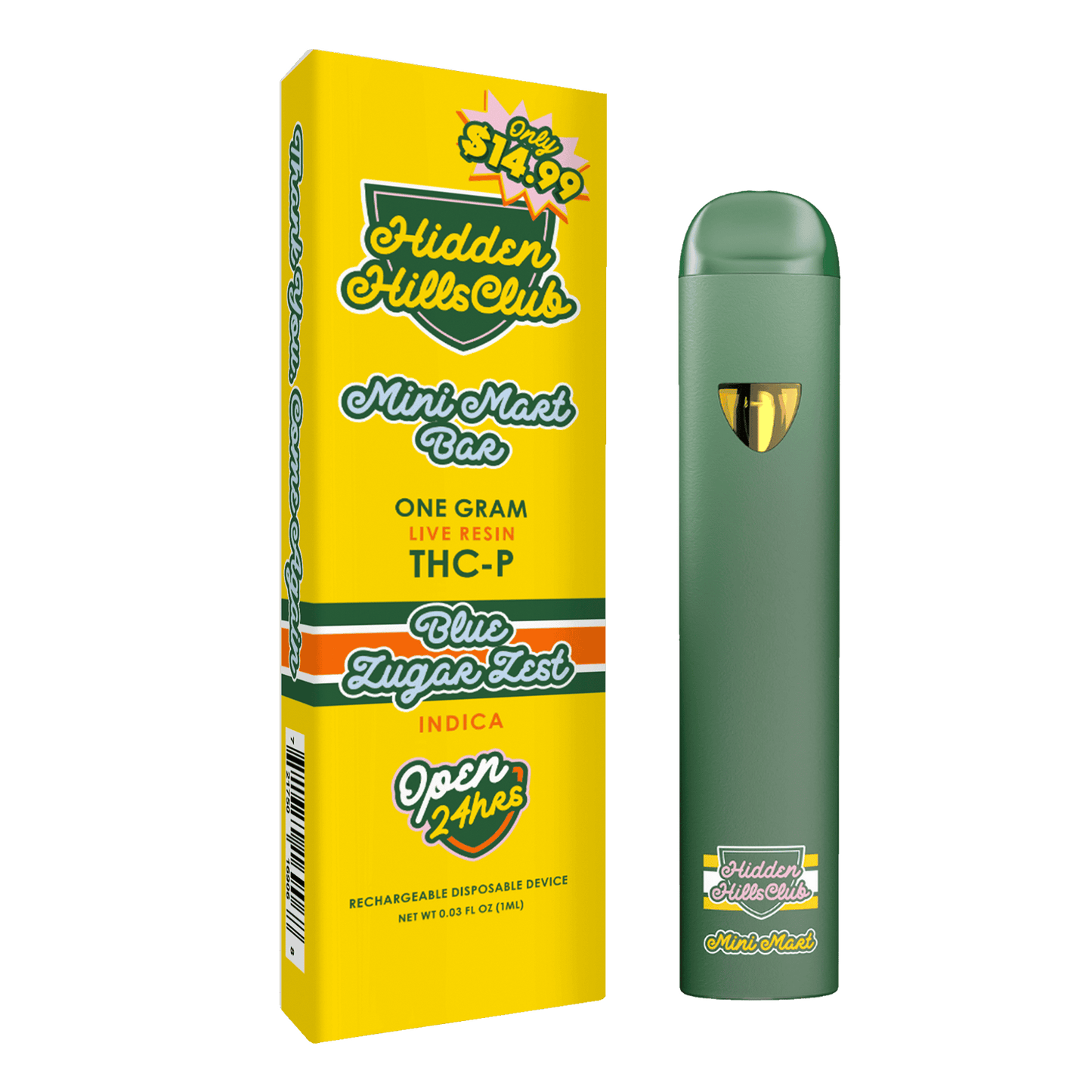 Hidden Hills $14.99 Pre Priced Mini Mart Bar THC-P Disposable 1g (5/pack)