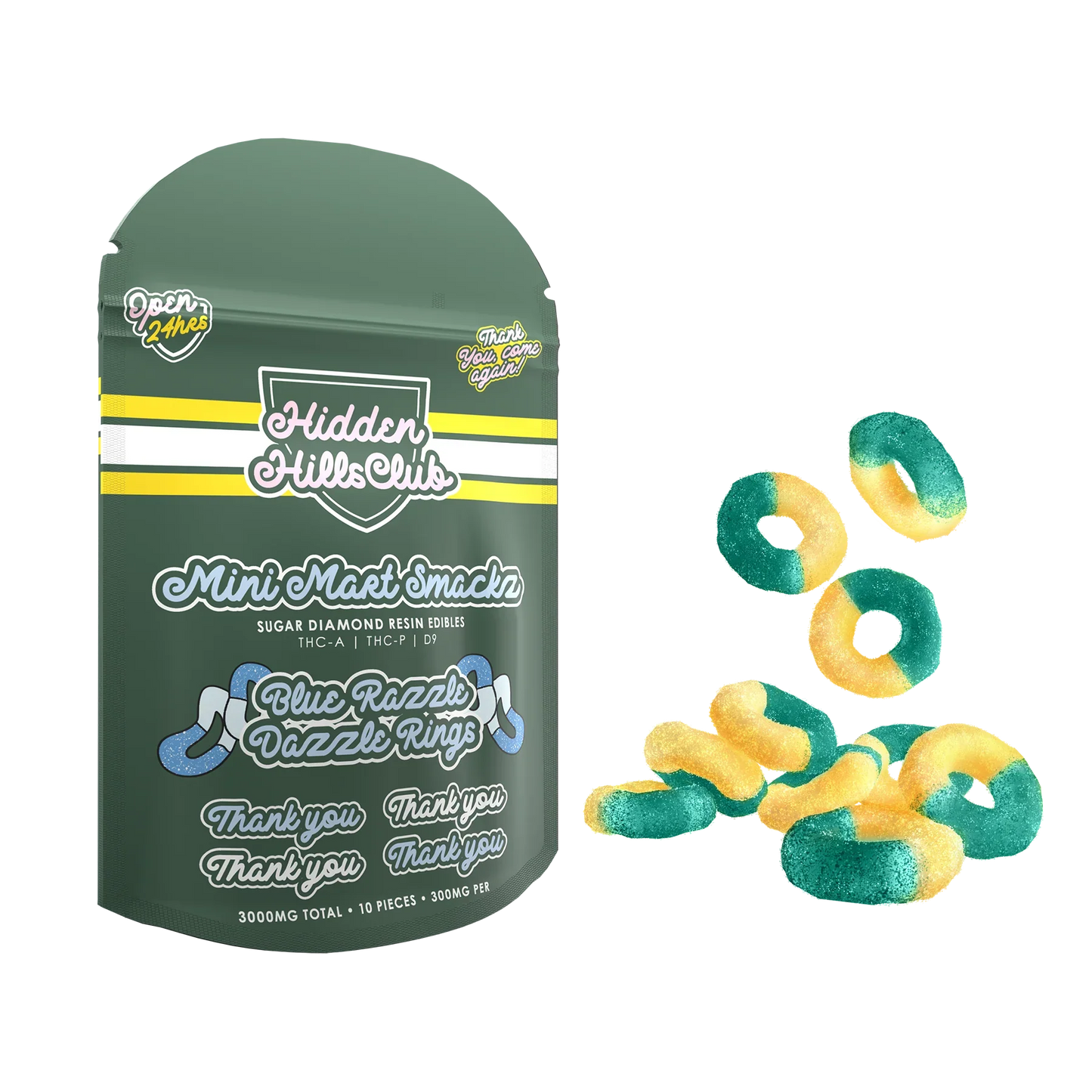 Hidden Hills Mini Mart Smackz Sugar Diamond Resin Edibles 3000mg 10ct (10/pack)