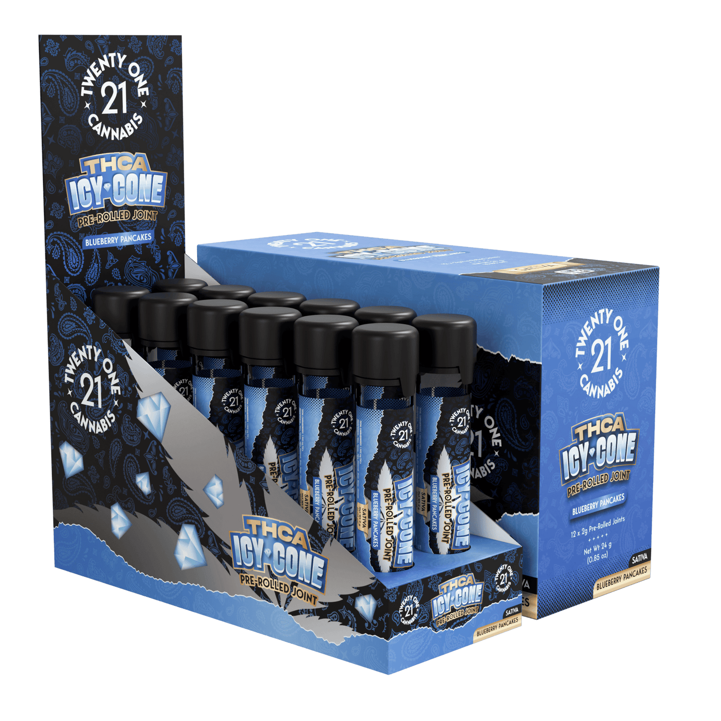 Twenty One THC-A Icy Cones Pre Roll 2g (12/pack) [DROPSHIP]