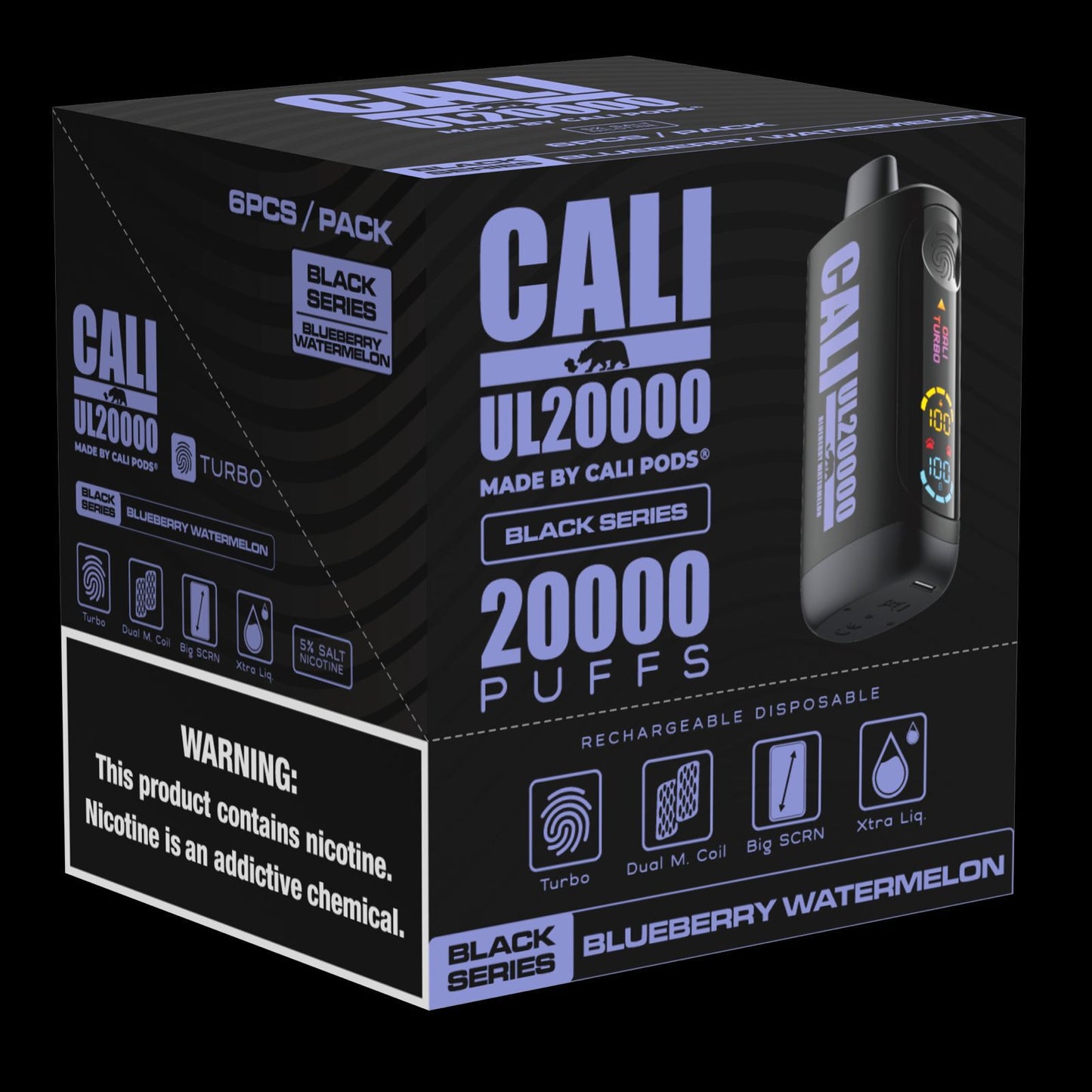 Cali UL20000 Black Series Disposable 20mL (6/pack) [DROPSHIP]