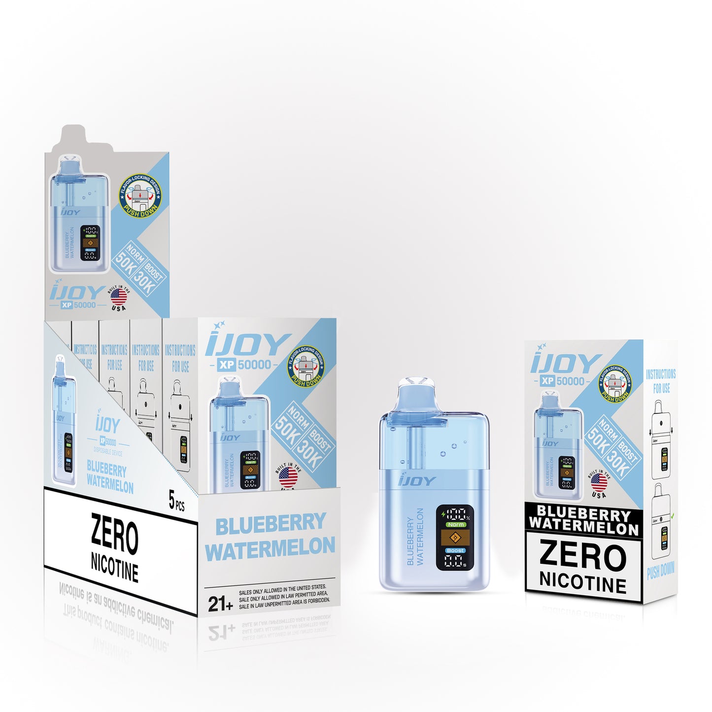iJoy XP50K Zero Nicotine Disposable 20mL (5/pack) [TX Compliant]