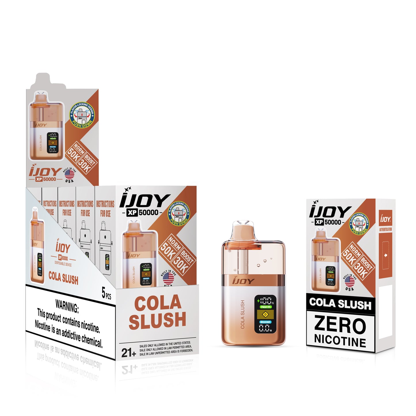 iJoy XP50K Zero Nicotine Disposable 20mL (5/pack) [Built in USA]