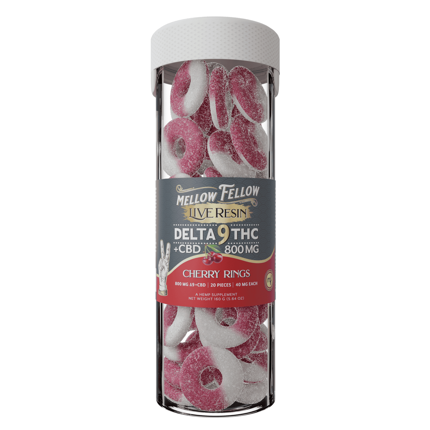 Mellow Fellow D9 Live Resin Edible Rings Jar 800mg (6/pack) [DROPSHIP]