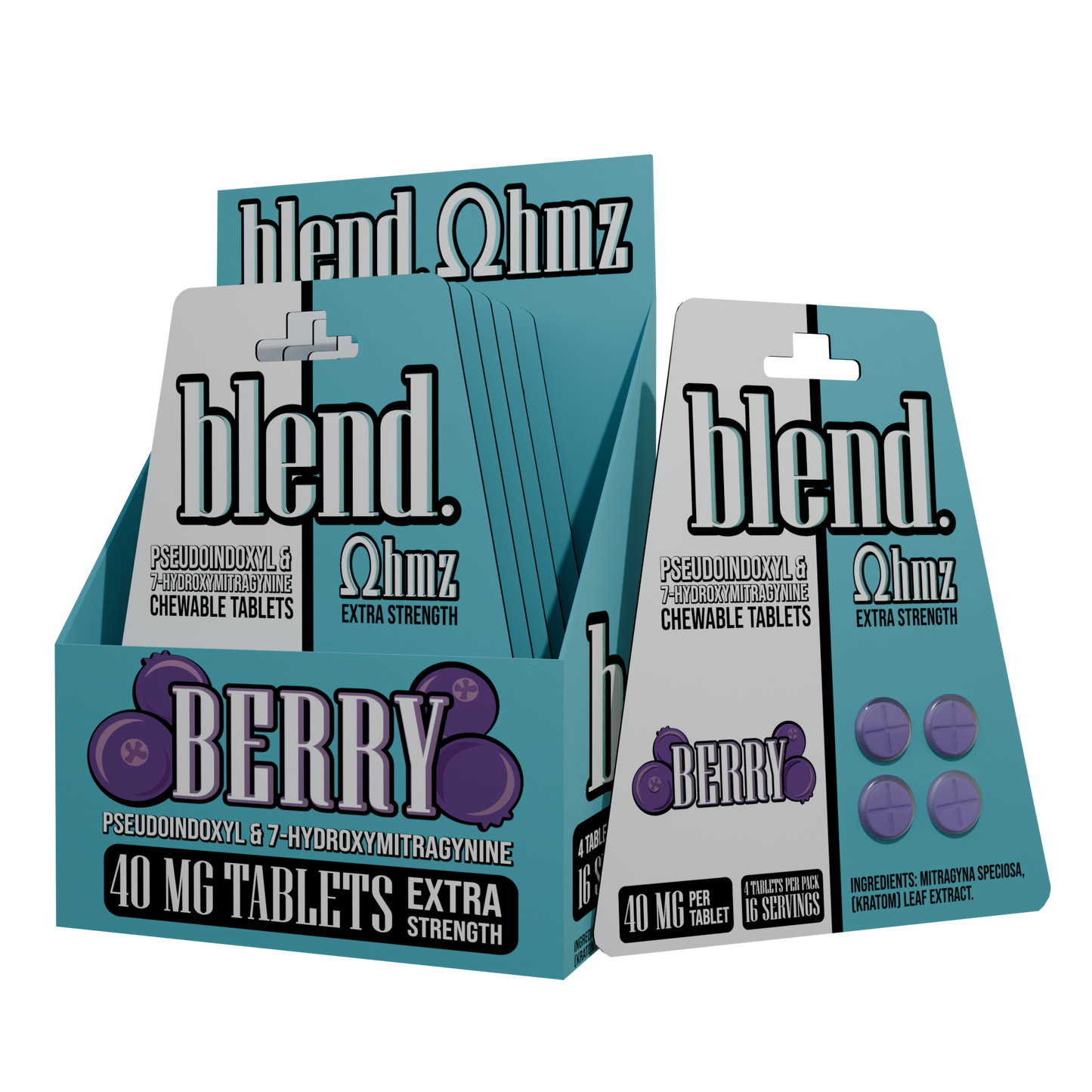 Blend. Pseudoindoxyl & 7-Hydroxymitragynine Chewable Tablets 40mg 4ct (5/pack) [DROPSHIP]